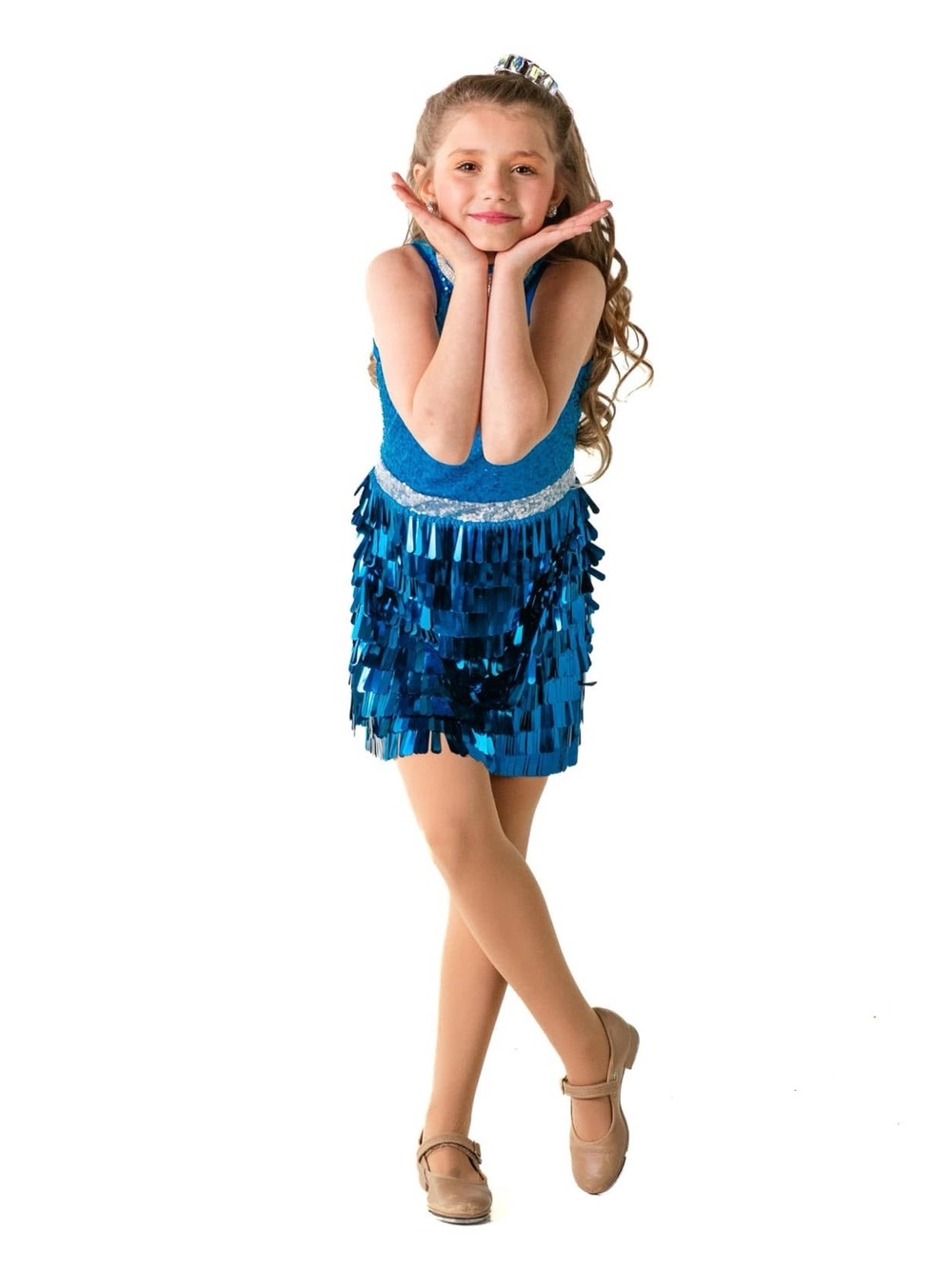 Sparkling Blue Sequin & Fringe Dance Costume